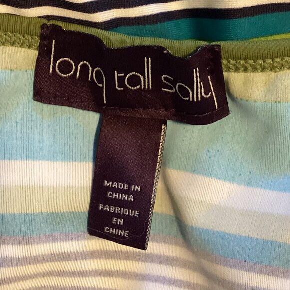 Long Tall Sally Women's 2 Piece Green Striped Swimsuit Size 12 Vacation Holiday - Picture 11 of 11